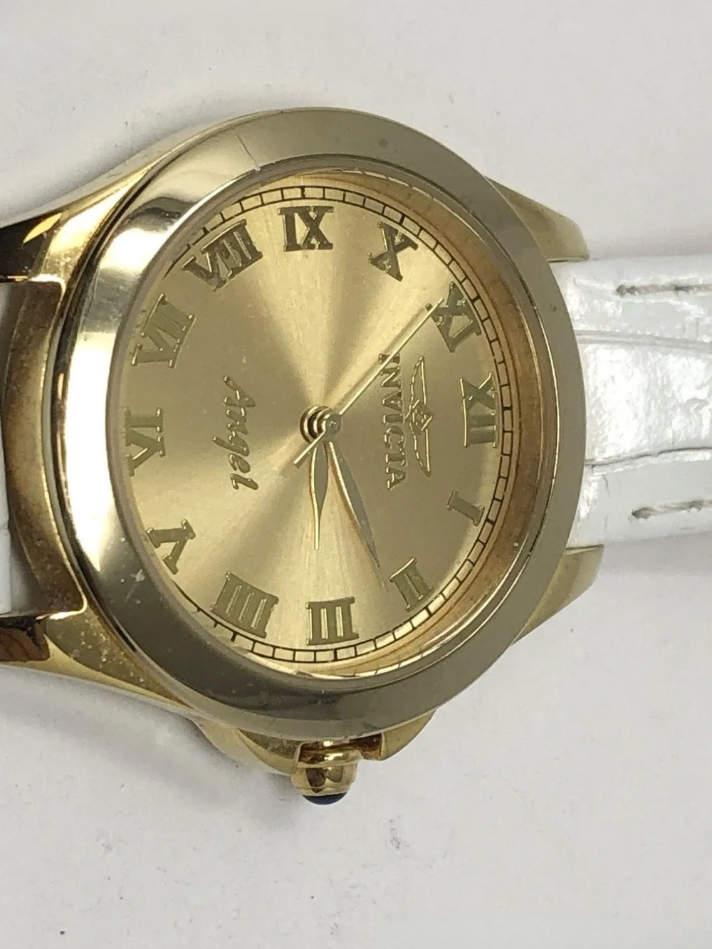Invicta Angel Gold Roman Dial White Leather Strap Women's Watch Strap 30mm